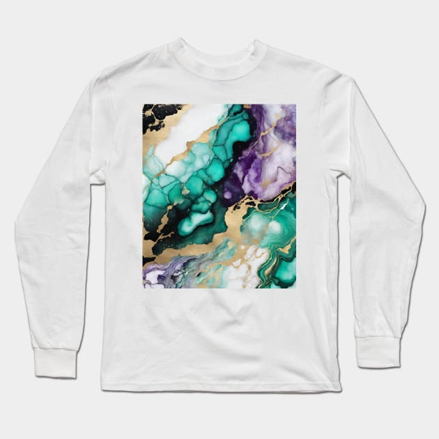 Beautiful Marble Pattern Long Sleeve T-Shirt by Doodle and Things